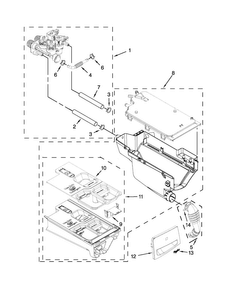 Dispenser Parts Diagram and Parts List for WFW86HEBC1  Whirlpool Washer