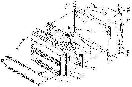 Freezer Door Diagram and Parts List for ET20AKXSF07  Whirlpool Refrigerator