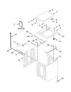 Top And Cabinet Parts Diagram and Parts List for 7MWTW1500EM1  Whirlpool Washer