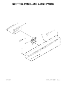 Control Panel And Latch Parts Diagram and Parts List for KDTE104EBS3  KitchenAid Dishwasher