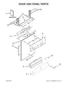 Door And Panel Parts Diagram and Parts List for KDTE254ESS2  KitchenAid Dishwasher