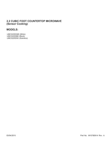 Cover Sheet Diagram and Parts List for UMC5225DW0  Whirlpool Microwave