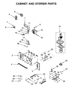 Cabinet And Stirrer Parts Diagram and Parts List for WOC75EC7HS04  Whirlpool Microwave