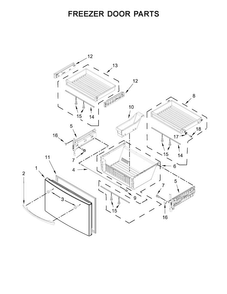 Freezer Door Parts Diagram and Parts List for KFIV29PCMS03  KitchenAid Refrigerator