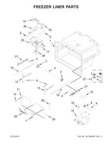 Freezer Liner Parts Diagram and Parts List for WRX735SDHB00  Whirlpool Refrigerator