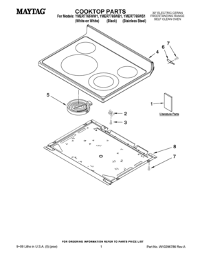 01 - COOKTOP PARTS Diagram and Parts List for YMER7765WB1  Whirlpool Range