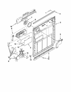Inner Door Parts Diagram and Parts List for 66515693K210  Kenmore Dishwasher