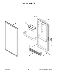 Door Parts Diagram and Parts List for GARF30FDGB01  Whirlpool Refrigerator