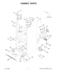 Cabinet Parts Diagram and Parts List for KRFF305ESS09  KitchenAid Refrigerator