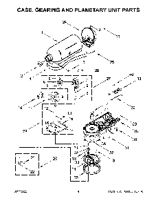 Case, Gearing And Planetary Unit Parts Diagram and Parts List for 5KSM150PSWCU0  KitchenAid Mixer