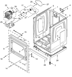 Cabinet Parts Diagram and Parts List for WED8127LW3,WED8127LC3  Whirlpool Dryer