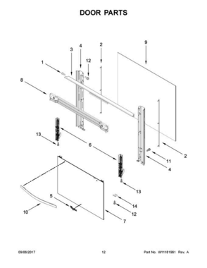 07 - Door Parts Diagram and Parts List for WFG320M0BB1  Whirlpool Range