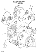 BULKHEAD PARTS Diagram and Parts List for LEQ7030KQ2  Whirlpool Dryer