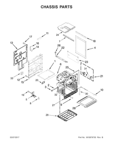 Chassis Parts Diagram and Parts List for KFGD500ESS03  KitchenAid Range