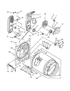 Bulkhead Parts Diagram and Parts List for WGD4810EW1  Whirlpool Dryer