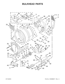 Bulkhead Parts Diagram and Parts List for WED8540FW0  Whirlpool Dryer