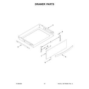 Drawer Parts Diagram and Parts List for WEG750H0HB7  Whirlpool Range