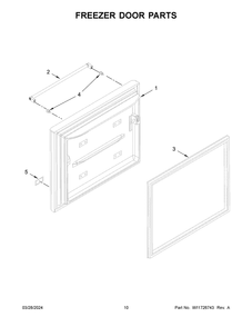 Freezer Door Parts Diagram and Parts List for KRBL102ESS05  KitchenAid Refrigerator