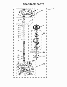Gearcase Parts Diagram and Parts List for WET4024EW0  Whirlpool Washer Dryer Combo