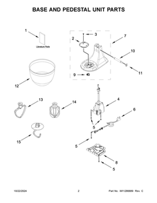 02 - Base And Pedestal Unit Parts Diagram and Parts List for KSM3306QER0  Whirlpool Mixer
