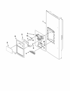 Dispenser Front Parts Diagram and Parts List for 59679542015  Kenmore Refrigerator