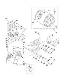Bulkhead Parts Diagram and Parts List for 110C61182010  Kenmore Dryer