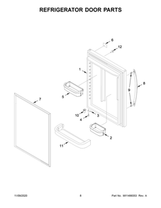 Refrigerator Door Parts Diagram and Parts List for WRB329DMBM02  Whirlpool Refrigerator
