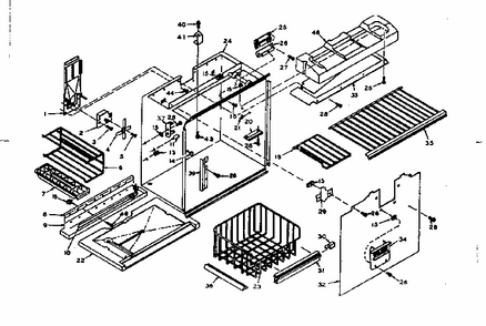Refrigerator Freezer Section Parts Diagram and Parts List for 106U16GL1  Kenmore Refrigerator