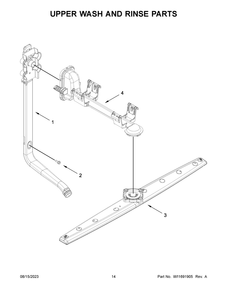 Upper Wash And Rinse Parts Diagram and Parts List for WDF341PAPW1  Whirlpool Dishwasher