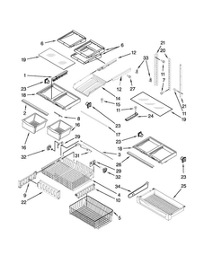 Shelf Parts Diagram and Parts List for GX2FHDXVQ07  Whirlpool Refrigerator