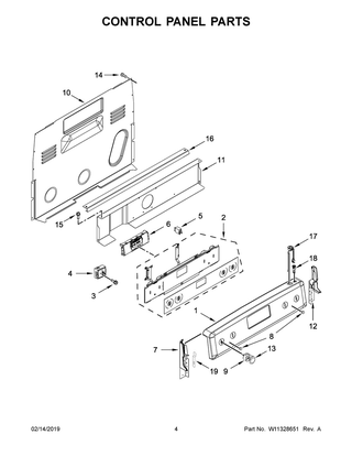 Control Panel Parts Diagram and Parts List for YKFEG510ESS3  Whirlpool Range