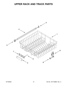 07 - Upper Rack And Track Parts Diagram and Parts List for MDFS3924RW0  Whirlpool Dishwasher