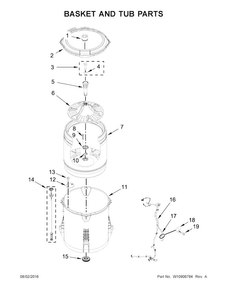 Basket And Tub Parts Diagram and Parts List for 11022242510  Kenmore Washer
