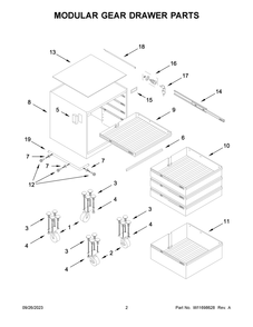 Modular Gear Drawer Parts Diagram and Parts List for GAGD275DLW00  Whirlpool Cabinet
