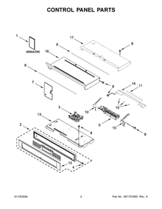 Control Panel Parts Diagram and Parts List for KOED527PSS00  KitchenAid Wall Oven