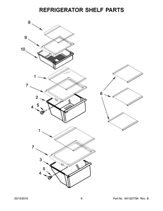 Refrigerator Shelf Parts Diagram and Parts List for WRS331SDHM00  Whirlpool Refrigerator