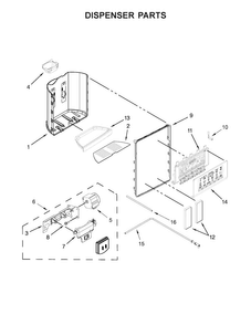 Dispenser Parts Diagram and Parts List for WRS571CIDM01  Whirlpool Refrigerator