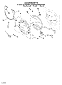 DOOR PARTS Diagram and Parts List for GGW9250PL0  Whirlpool Dryer