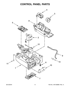 Control Panel Parts Diagram and Parts List for KUIO338HSS00  Whirlpool Ice Maker
