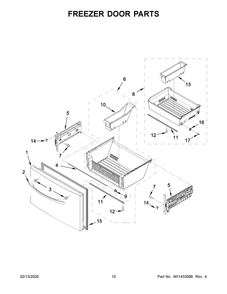 Freezer Door Parts Diagram and Parts List for WRF757SDHZ01  Whirlpool Refrigerator