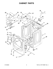 Cabinet Parts Diagram and Parts List for WGD5605MC1  Whirlpool Dryer