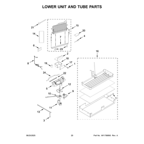 Lower Unit And Tube Parts Diagram and Parts List for KBFN506EPA06  KitchenAid Refrigerator