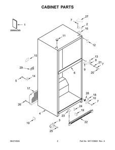 02 - Cabinet Parts Diagram and Parts List for WRT311FZDZ05  Whirlpool Refrigerator