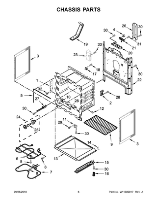 Chassis Parts Diagram and Parts List for WFE320M0ES2  Whirlpool Range