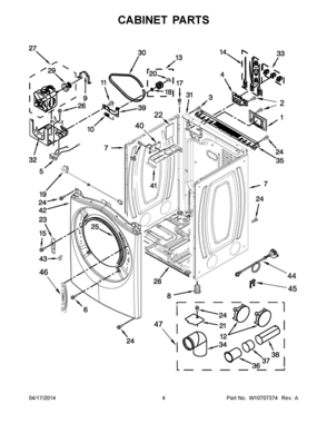 03 - CABINET PARTS Diagram and Parts List for YWED87HEDW0  Whirlpool Dryer
