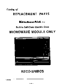 Front Cover Diagram and Parts List for KECO376MCS  KitchenAid Microwave