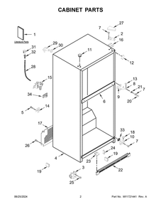 02 - Cabinet Parts Diagram and Parts List for WRT311FZDT04  Whirlpool Refrigerator