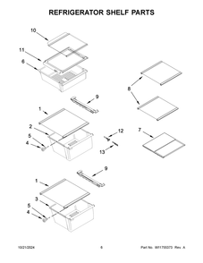 04 - Refrigerator Shelf Parts Diagram and Parts List for WRS555SIHZ09  Whirlpool Refrigerator