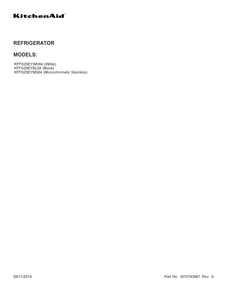 Cover Sheet Diagram and Parts List for KFFS20EYMS04  KitchenAid Refrigerator