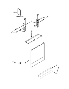 Door And Panel Parts Diagram and Parts List for WDF111PABW4  Whirlpool Dishwasher